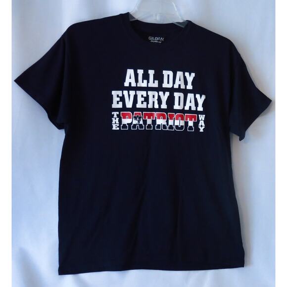 NFL New England Patriots T Shirt Size L Adult All Day Every Day Blue Football - Picture 1 of 6